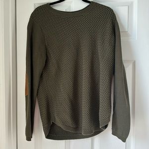 The LETY & ME Josey Elbow Patch Sweater. With crew neck and elbow patches.